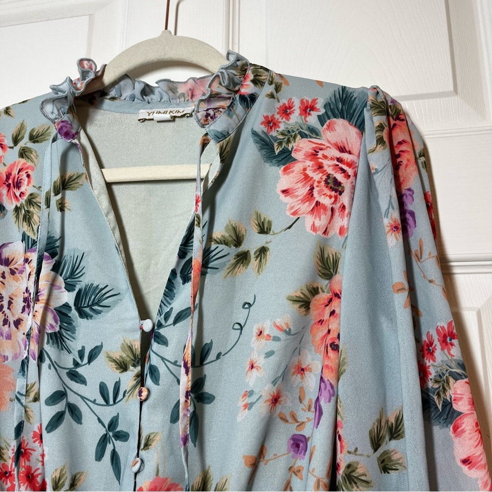 Yumi Kim Long Sleeve Floral Love Always Dress in Blue and Pink Size Small - Picture 4 of 11